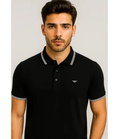 Men’s Black Polo Shirt – Cool & Stylish with Contrast Collar