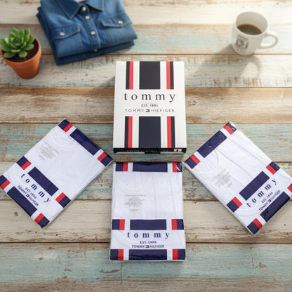 T-o-m-m-y H-i-l-f-i-g-e-r Branded Premium Cotton Vests (Pack of 3)