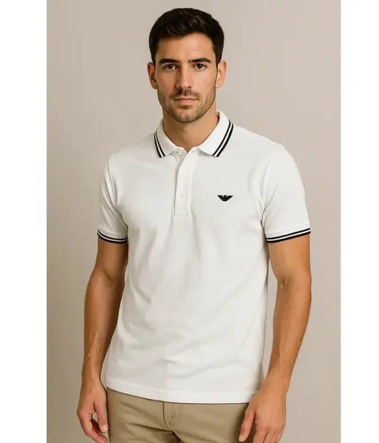 Men’s White Polo Shirt – Cool & Stylish with Contrast Collar
