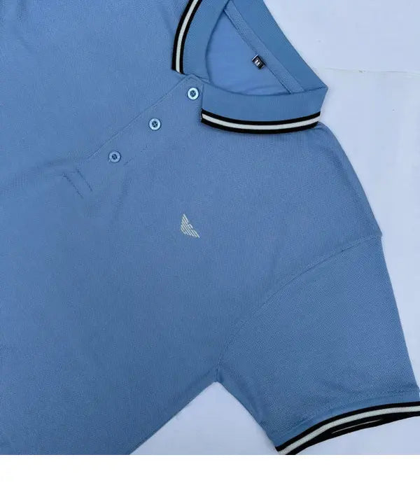 Men’s Sky Blue Polo Shirt – Cool & Stylish with Contrast Collar