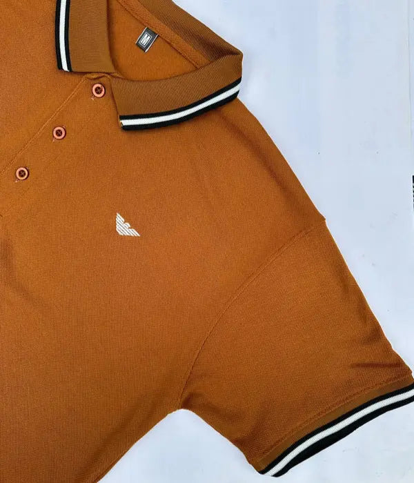 Men’s Rust Polo Shirt – Premium Quality with Contrast Collar