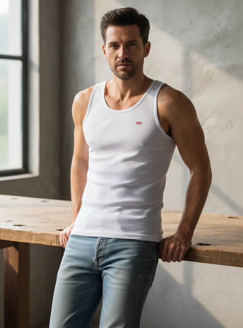 L-e-v-i-s Premium Cotton Vests (Pack of 2)