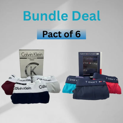 Men's Cotton Boxers T-0-m-m-y and C-a-l-v-i-n K-l-e-i-n (Pack of 6) - Premium Deal