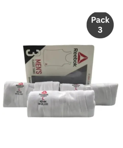 LS  R-e-e-b-o-k Premium Cotton Vests (Pack of 3 – White)