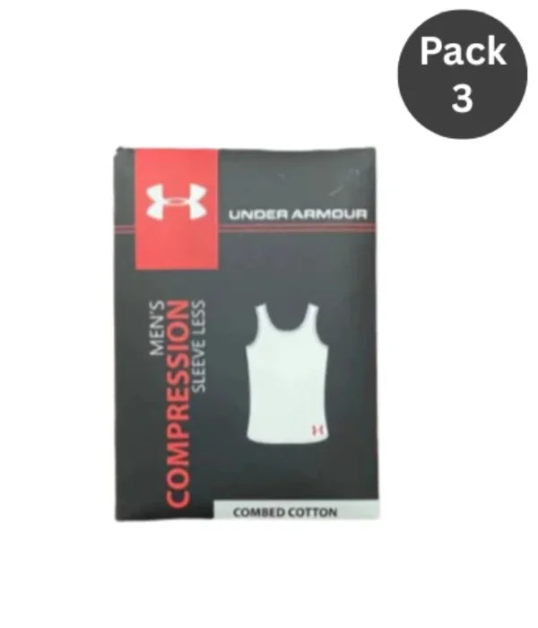 LS  U-n-d-e-r A-r-m-o-u-r Premium Cotton Vests (Pack of 3 – White)